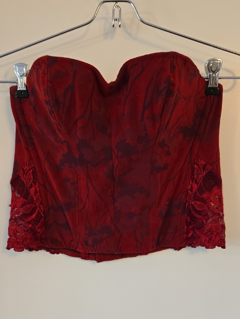 Simone Perele Red Strapless Lace-Trim Bandeau Bustier